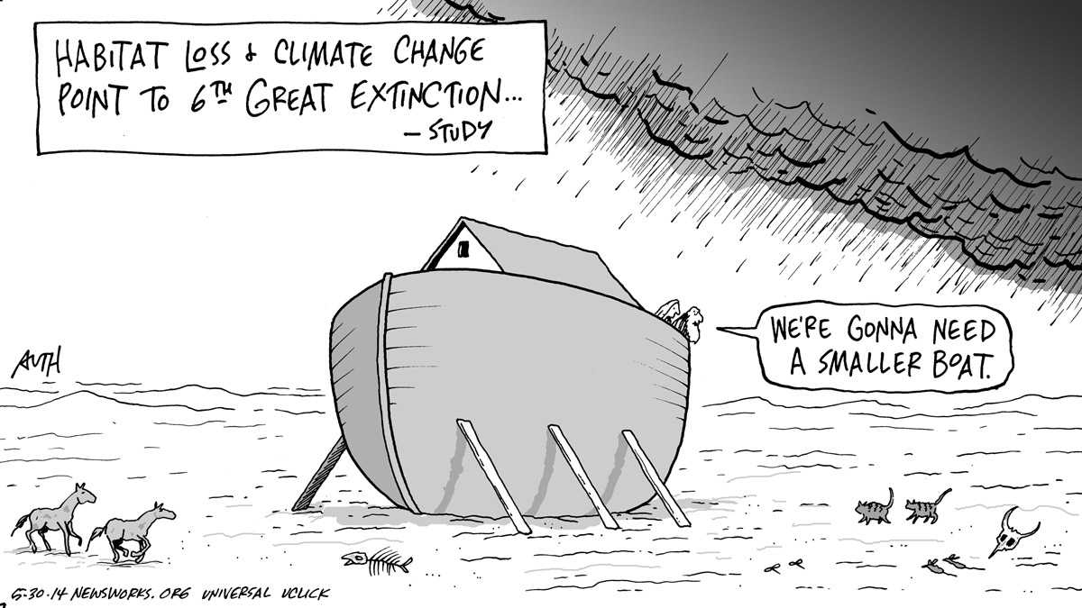 l tony auth climate change global warming extinction