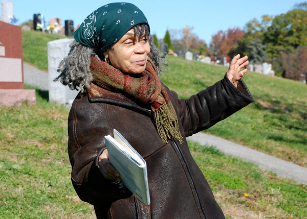 Sonia Sanchez at Max Roach gravesite