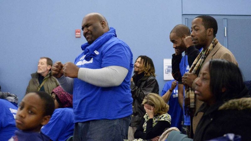 Mastery supporter William Jackson cheered when Simms garnered enough support for her surprise resolution. (Bastiaan Slabbers for WHYY)