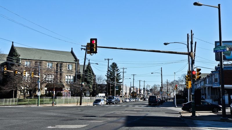 Community Action Group’s Swampoodle banners begin around 30th and Allegheny Avenue. (Kimberly Paynter/WHYY)