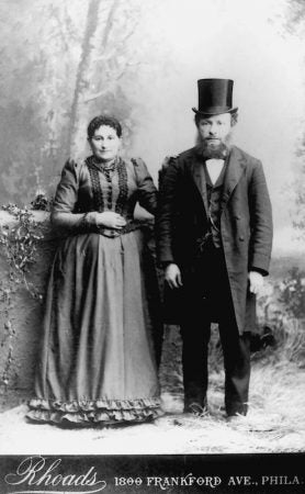 Rabbi Benjamin Block poses with his wife, who came from Kovna Gurbernia in Lithuania during the 1880's along with 40,000 other Jews who arrived in Philadelphia. (Courtesy of Rea Abrams)