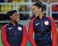 Olympic gymnasts Gabby Douglas and Simone Biles