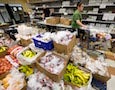 a volunteer working at a food bank