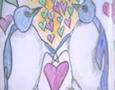 a child's drawing of two penguins
