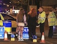 Police at the site of the Manchester attack