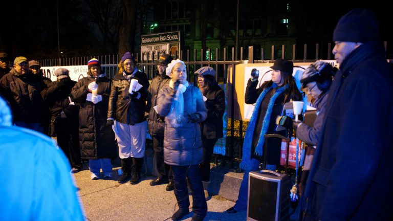  Eighth District City Councilwoman Cindy Bass, shown here at a 2013 rally in Germantown, had strong words for the unknown purse snatchers in Philadelphia. (NewsWorks, file art) 