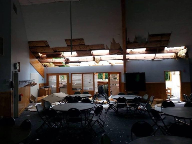  Damage inside Fellowship Hall at the Manahawkin Baptist Church. (Photo: Stafford Strong via Facebook) 