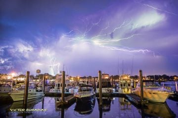  A lightning storm over the Belmar Marina Wednesday evening by Victor Bubadias Photography.  