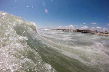  An incoming wave in Ocean Grove on August 24, 2014 by JSHN contributor John Entwistle.  