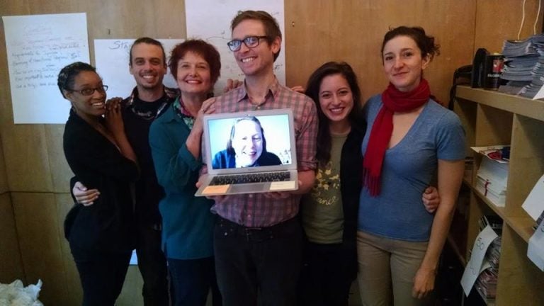  Dance/UP administrative staff gather at a team meeting. Pictured (from left) are Danielle Currica, Greg Holt, Lois Welk, Marcel Foster, (Computer- Kathryn TeBordo), Ann-Marie Gover, and Gabrielle Revlock. (Photo courtesy of Dance/UP) 