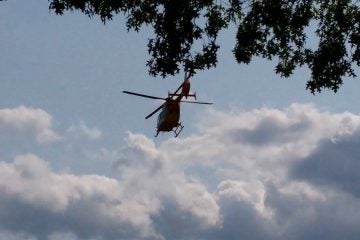  A medevac departing Silverton Park Wednesday afternoon. (Photo: JSHN contributor Michael Nicoletta) 