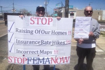  Protestors at an Ortley Beach rally earlier this year. (Image: Stop FEMA Now via Facebook) 