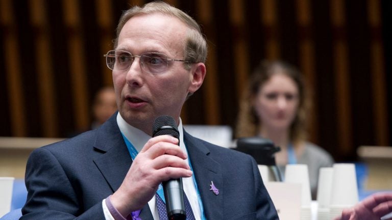  Michael Ellenbogen of Philadelphia speaks during an Alzheimer's Association event. Controversial comments have put him on the outs with the association and other groups, including the U.S. Department of Health and Human Services. (Image via Facebook) 