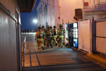  Firefighters on the Ocean City boardwalk last night. (Photo: JSHN contributor Marco Catini) 