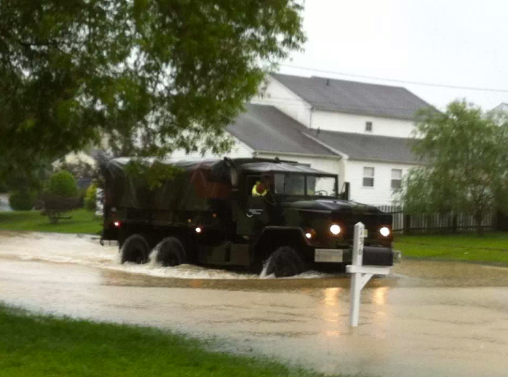  A military surplus vehicle in the Ocean Acres section of Stafford Township Monday morning. (Photo: @Ash_Aus2323 via Twitter) 