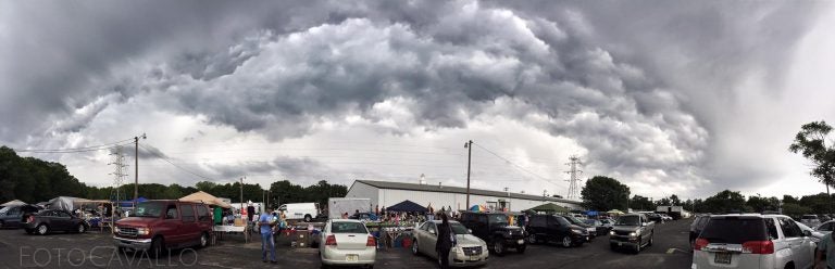  A storm front moving over the Collingwood Auction & Flea Market this morning. (Photo: JSHN contributor Corinne Cavallo) 