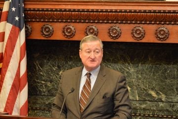 Mayor Jim Kenney says Philadelphia officials are going through records to make sure the city has no buildings similar to the one that burned in Oakland during a dance party late Friday night.(Tom MacDonald