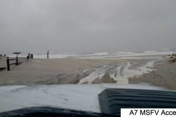  Ocean water reaching the A-7 beach access point. (Photo: N.J. Department of Environmental Protection) 