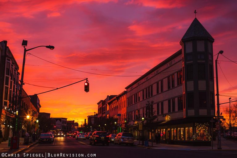  Sunset over Cookman Avenue in downtown Asbury Park in late November. (Photo: Blur Revision Media Design) 