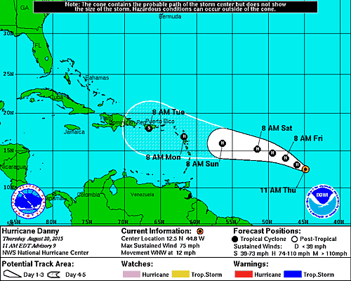 Danny becomes first hurricane of 2015 Atlantic season - WHYY