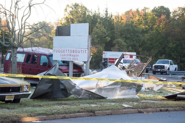 Debris surrounding a hot dog truck destroyed by an explosion early this morning in Tuckerton. (Photo: JSHN contributor Roman Isaryk)