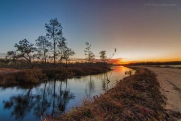 A recent Pinelands sunset in Whitesbog by JSHN contributor Beth Sawickie‎.