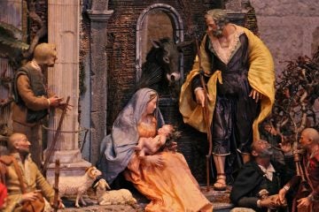 An elaborate Nativity scene from Naples, called a Presepio, is on loan to the Glencairn Museum from the Fleisher Art Memorial in South Philadelphia. (Emma Lee/WHYY)