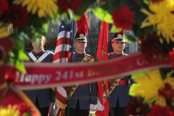 The U.S. Marine Corps celebrates its birthday in Philadelphia, where it was founded 241 years ago. (Emma Lee/WHYY)