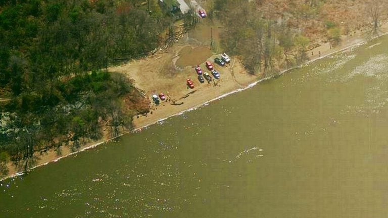  This aerial view shows a recreation area on the Delaware River near Beach Hill Road. (Image from Bing Maps) 