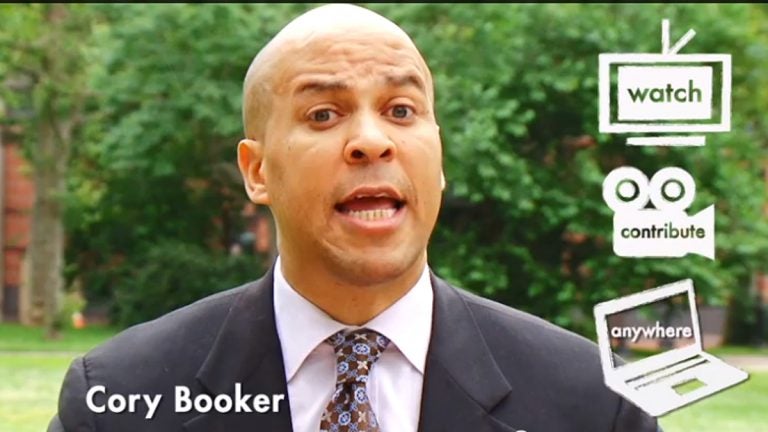  Cory Booker appears in this promotional YouTube video for WayWire.com (Image is a screen capture) 