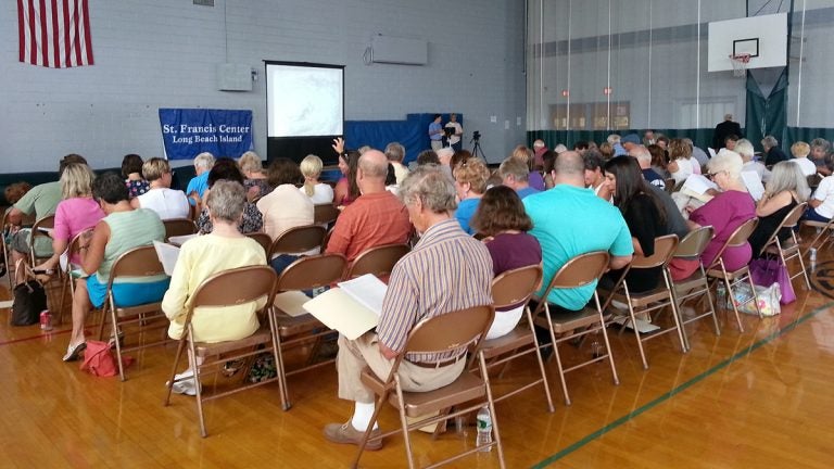  Residents inside the gym of St. Francis Community Center in Long Beach Twp. (Alan Tu/WHYY) 