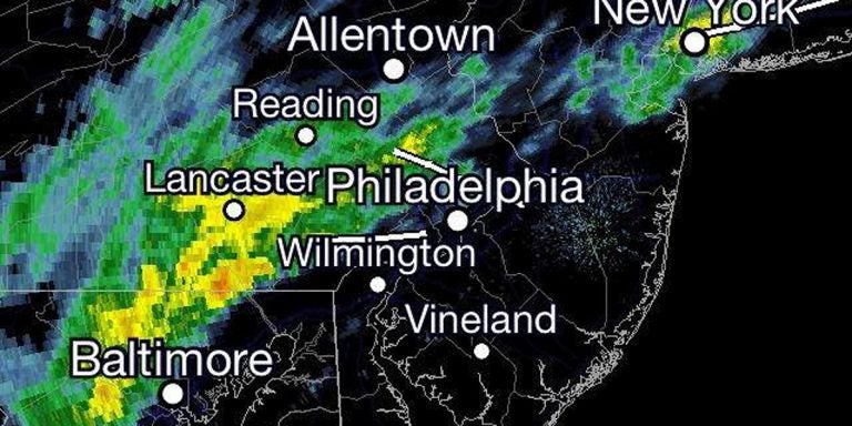 20130915-radar-map-jersey-1044-1200 Radar at 8:51 a.m. (9/15/13) showed more rain showers are headed into New Jersey.