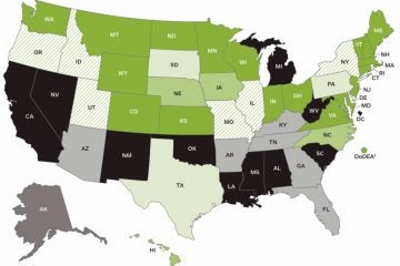  New Jersey (highlighted in green) shows scores higher than the national average at both grades 4 and 8 