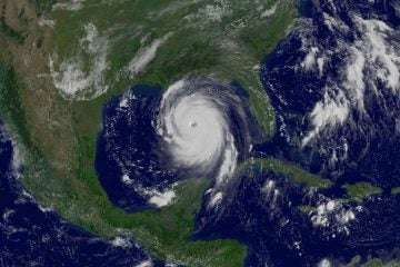  Hurricane Katrina barreled toward the Big Easy on Sunday, Aug. 28, 2005. (AP Photo/NOAA) 