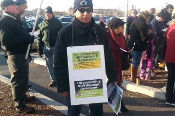  Protestor outside South Philly Walmart (Tom MacDonald/for NewsWorks) 