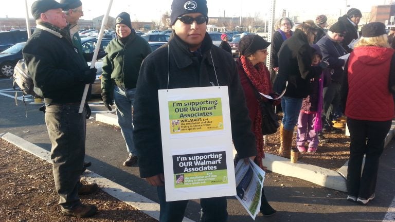  Protestor outside South Philly Walmart (Tom MacDonald/for NewsWorks) 