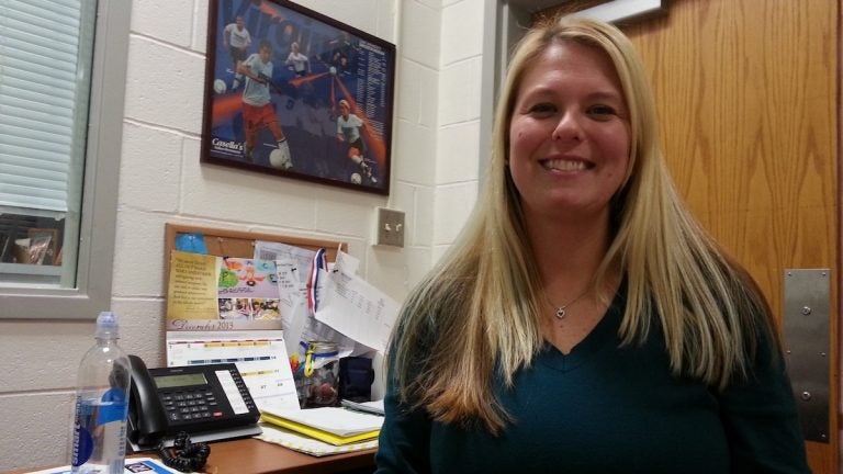  Darci Borski in her office at Penn Charter. (Aaron Moselle/WHYY) 