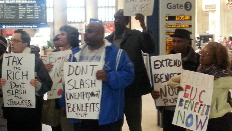 protestors at 30th Street Station