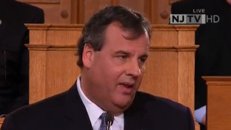  Gov. Christie speaking in Trenton on Jan 14, 2014. (Screen capture via NJTV) 