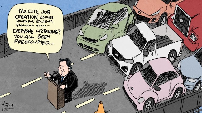  Gov Christie delivered his State of the State speech Tuesday outlining his budget priorities (Cartoon by Rob Tornoe) 