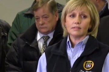  N.J. Lt. Governor at a press conference this morning in Union Beach. (Image via video stream) 