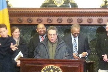  David Perri, Philadelphia streets commissioner, gives an update on snow-clearing operations. 