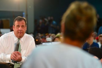  Governor Christie at today's town hall meeting in Toms River. (Bas Slabber/for NewsWorks) 