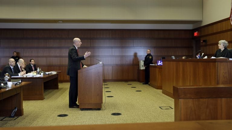  Reid Schar, special counsel to a legislative committee investigating the traffic jams, is shown on March 11, 2014 asking the court to enforce two subpoenas. (AP Photo/Mel Evans, Pool) 