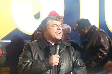  AFL-CIO President Richard Trumka speaks at rally. 