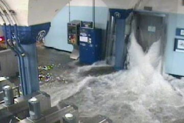 Hoboken's PATH station during Superstorm Sandy. Hoboken's mayor claims Sandy aid was withheld for political reasons. (AP Photo/Port Authority of New York and New Jersey)