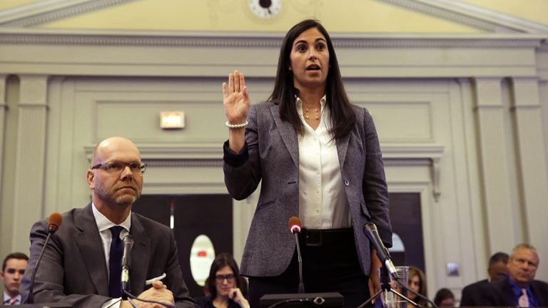  Christina Renna, is sworn in to testify before New Jersey lawmakers probing the George Washington Bridge lane closures scandal. (AP Photo/Mel Evans) 