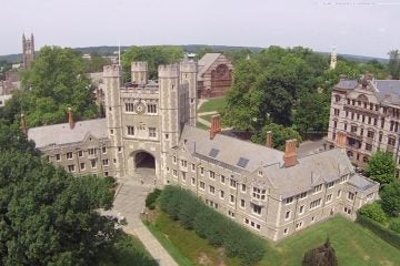 Princeton University's Blair Tower photographed from above (Alan Tu/WHYY)