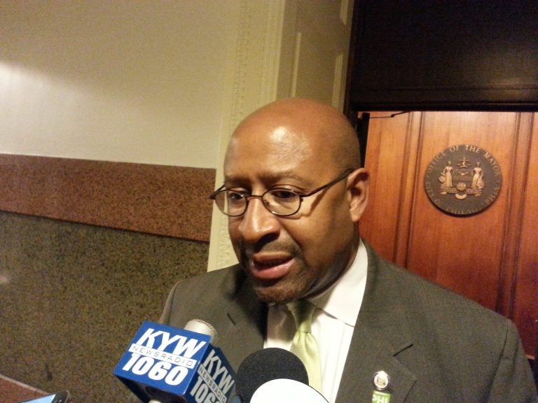  Mayor Michael Nutter announces pot bill compromise (Tom MacDonald/WHYY) 