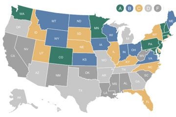  This map shows each state's overall grade in 'Education Effectiveness